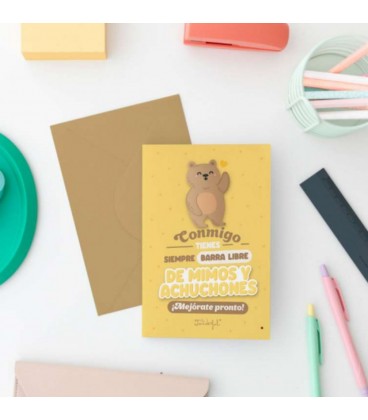 POSTAL SQUISHY - CONMIGO TIENES SIEMPRE BARRA LIBRE DE MIMOS Y ACHUCH