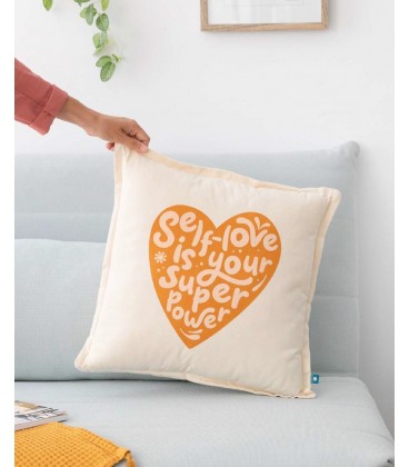 COJIN NARANJA SELF LOVE IS YOUR SUPERPOWER