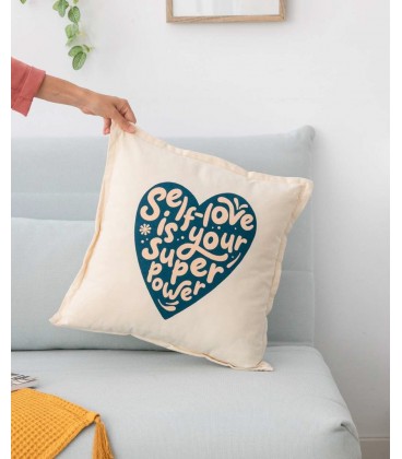 COJIN AZUL SELF LOVE IS YOUR SUPERPOWER