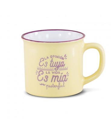 TAZA VINTAGE LA OPINION ES TUYA LA VIDA ES MIA