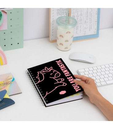 LIBRETA A5 UNICORNIO NEGRA YOU ARE FANTASTIC
