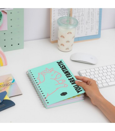 LIBRETA A4 UNICORNIO MINT YOU ARE FANTASTIC