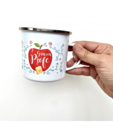 TAZA METALICA PROFE MANZANA