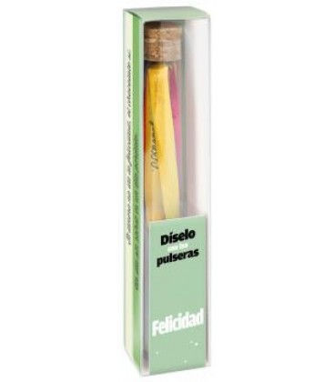 CAJA DE PULSERAS CON MENSAJES DE FELICIDAD
