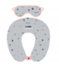 TRAVEL PILLOW WITH SLEEP MASK GREY FLYING TO MY DREAMS