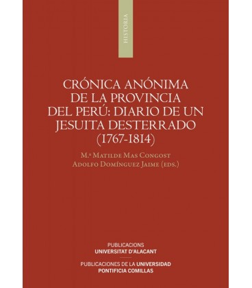 CRONICA ANONIMA DE LA PROVINCIA DEL PERU DIARIO DE UN JESUITA DESTERRA