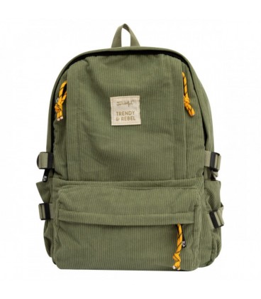 BACKPACK CORDUROY GREEN TRENDY & REBEL