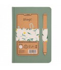 LIBRETA A5 CON SOPORTE PARA MOVIL VERDE + ELASTICO FLORES RINGTONES &