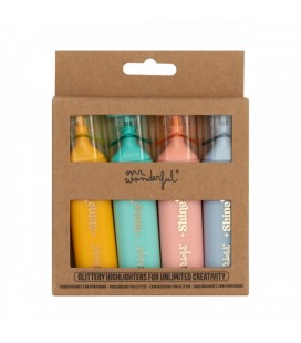 SET DE 4 SUBRAYADORES CON TINTA DE PURPURINA SHINE ON!