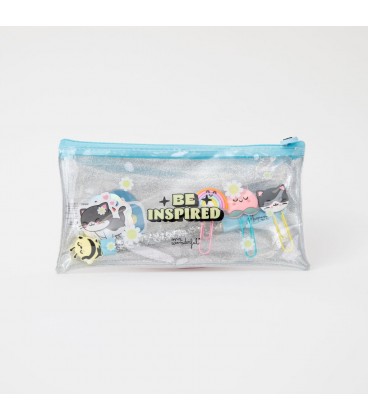 SET DE ESTUCHE + BOLI + CLIPS + PEGATINAS GLITTER - BE INSPIRED