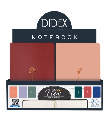 EXPOSITOR NOTEBOOK FLEX GOLD 12 PCS SURTIDO