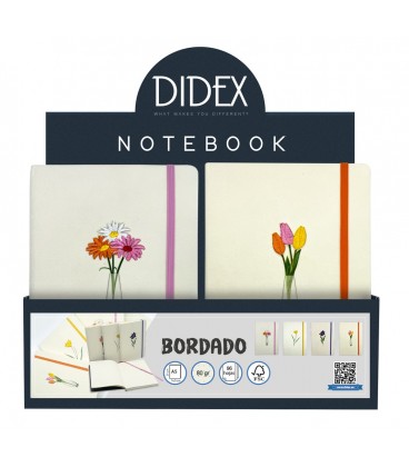 EXPOSITOR NOTEBOOK BORDADO 12 PCS SURTIDO