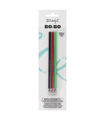 SET DE RECARGAS PARA BOLIS BORRABLES BO-BO (3) NEGRO ROJO VERDE