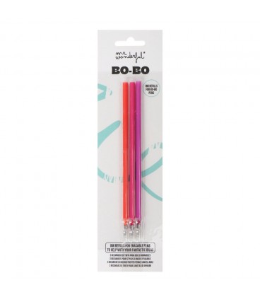 SET DE RECARGAS PARA BOLIS BORRABLES BO-BO (3) NARANJA ROSA LILA