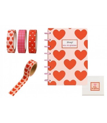 SET DE LIBRETA A6 PARA DEJAR MENSAJES DE AMOR + 2 WASHI TAPES - P.D.: