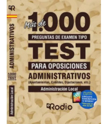ADMINISTRATIVOS MAS DE 1.000 PREGUNTAS DE EXAMEN AYUNTAMIENTOS