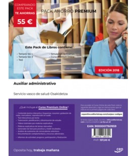 AUXILIAR ADMINISTRATIVO OSAKIDETZA PACK PREMIUM (4 TOMOS + CURSO)