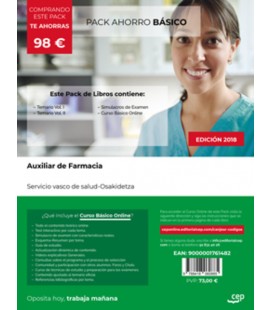 AUXILIAR DE FARMACIA OSAKIDETZA PACK AHORRO BASICO (4 TOMOS + CURSO)