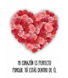 TARJETA AMOR CORAZON FLORES 15X23CM