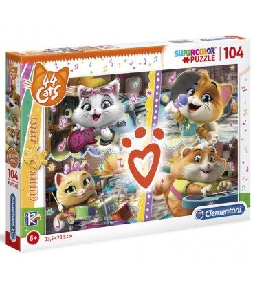 PUZZLE SUPERCOLOR 104 PIEZAS 44 CATS GLITTER EFFECT