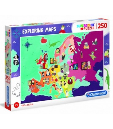 PUZZLE EXPLORANDO MAPAS 250 PIEZAS EUROPA PERSONAJES