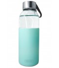 BOTELLA CRISTAL 400 ML ANTIDESLIZANTE SILICONA COLOR TURQUESA
