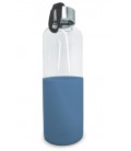 BOTELLA CRISTAL 600 ML ANTIDESLIZANTE SILICONA COLOR AZUL