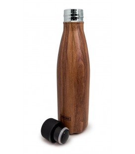 BOTELLA TERMO INOX 500 ML MADERA