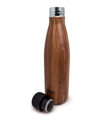 BOTELLA TERMO INOX 500 ML MADERA