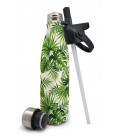 BOTELLA TERMO INOX 500 ML PALMERAS CON PAJITA