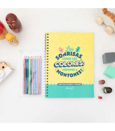 LIBRO PARA COLOREAR + LAPICES DE COLORES LAS SONRISAS COMO LOS COLORES
