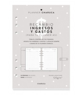 RECAMBIO DE HOJA CONTROL DE GASTOS PARA PLANNER A5.