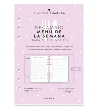 RECAMBIO PLANNER MENU Y LISTA DE LA COMPRA A5