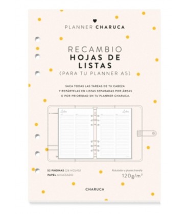 RECAMBIO PLANNER HOJAS PARA LISTAS A5