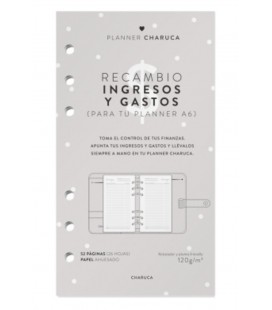 RECAMBIO DE HOJAS CONTROL DE GASTOS PARA PLANNER A6.