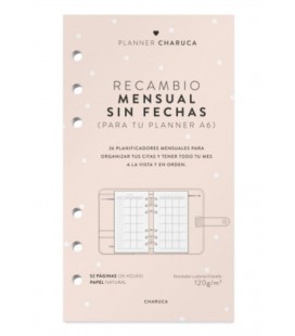 RECAMBIO AGENDA MENSUAL SIN FECHA. A6.