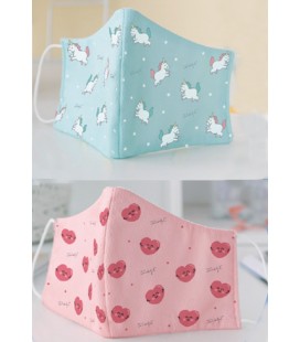 MASCARILLAS DE TELA NIÑO UNICORNIOS Y CORAZONES (PACK 2 UDS)