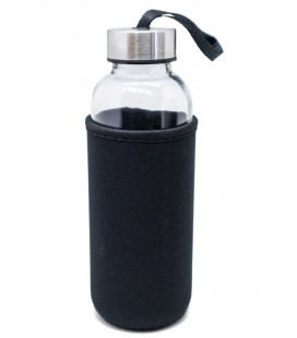 BOTELLA CRISTAL 400 ML FUNDA DE NEOPRENO 65 X 62 X 215 MM NEGRO