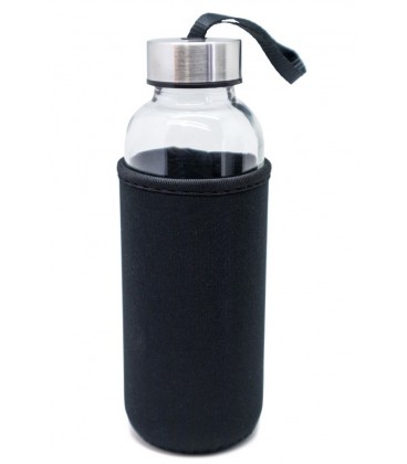 BOTELLA CRISTAL 400 ML FUNDA DE NEOPRENO 65 X 62 X 215 MM NEGRO