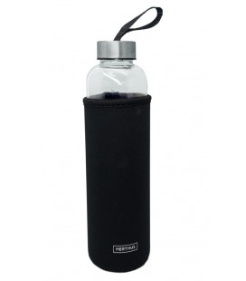 BOTELLA CRISTAL 600 ML FUNDA DE NEOPRENO 67 X 67 X 265 MM NEGRO