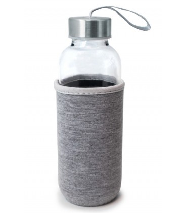 BOTELLA CRISTAL 400 ML FUNDA DE NEOPRENO 65 X 62 X 215 MM GRIS