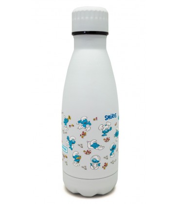 BOTELLA PITUFOS BLANCA 350ML DOBLE PARED