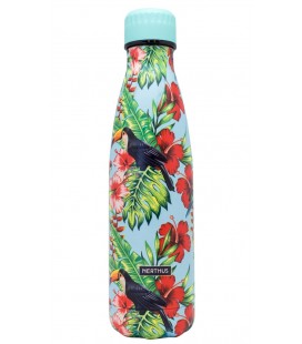 BOTELLA LOROS Y TUCANES AZUL 500ML DOBLE PARED