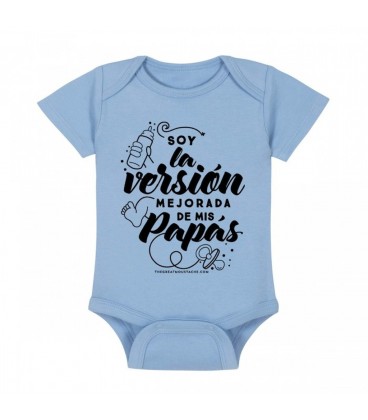 BODY AZUL 0-6M SOY LA VERSION MEJORADA DE MIS PAPAS