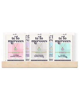EXPOSITOR + 9 KITS PULSERA + COLGANTE TE LO MERECES VARIADOS