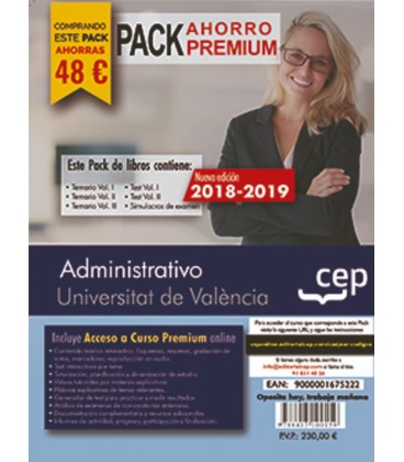 ADMINISTRATIVO UNIVERSITAT DE VALENCIA PACK PREMIUM